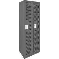 Clean Line Lockers, Bank of 2, 24" x 15" x 72", Steel, Charcoal, Rivet (Assembled), Perforated Industrial Sales