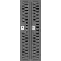 Clean Line Lockers, Bank of 2, 24" x 15" x 72", Steel, Charcoal, Rivet (Assembled), Perforated Industrial Sales