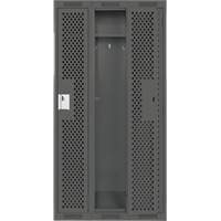 Clean Line Lockers, Bank of 3, 36" x 15" x 72", Steel, Charcoal, Rivet (Assembled), Perforated Industrial Sales