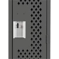 Clean Line Lockers, Bank of 3, 36" x 15" x 72", Steel, Charcoal, Rivet (Assembled), Perforated Industrial Sales