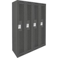 Clean Line Lockers, Bank of 4, 48" x 15" x 72", Steel, Charcoal, Rivet (Assembled), Perforated Industrial Sales