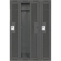 Clean Line Lockers, Bank of 4, 48" x 15" x 72", Steel, Charcoal, Rivet (Assembled), Perforated Industrial Sales