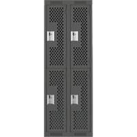 Casiers Clean Line, 2 niveaux, Bloc de 2, 24" x 15" x 72", Acier, Charbon, Rivet (assembl&eacute;), Perfor&eacute; Industrial Sales