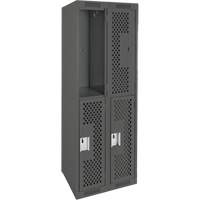 Casiers Clean Line, 2 niveaux, Bloc de 2, 24" x 15" x 72", Acier, Charbon, Rivet (assembl&eacute;), Perfor&eacute; Industrial Sales