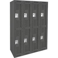 Casiers Clean Line, 2 niveaux, Bloc de 4, 48" x 15" x 72", Acier, Charbon, Rivet (assembl&eacute;), Perfor&eacute; Industrial Sales