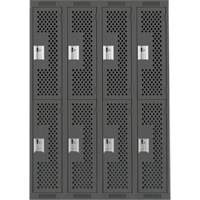 Casiers Clean Line, 2 niveaux, Bloc de 4, 48" x 15" x 72", Acier, Charbon, Rivet (assembl&eacute;), Perfor&eacute; Industrial Sales