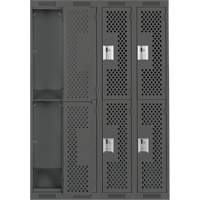 Casiers Clean Line, 2 niveaux, Bloc de 4, 48" x 15" x 72", Acier, Charbon, Rivet (assembl&eacute;), Perfor&eacute; Industrial Sales