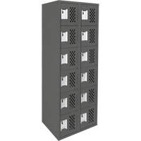 Assembled Lockerettes Clean Line Perforated Economy Lockers, 6 -tier, Bank of 2, 18" x 72" x 12", Steel Industrial Sales