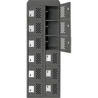 Assembled Lockerettes Clean Line Perforated Economy Lockers, 6 -tier, Bank of 2, 18" x 72" x 12", Steel Industrial Sales