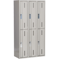 Concorde Heavy-Duty Lockers, 2 -tier, Bank of 3, 36" x 18" x 72", Steel, Grey, Welded (Assembled) Industrial Sales