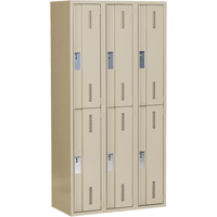 Concorde Heavy-Duty Lockers, 2 -tier, Bank of 3, 36" x 18" x 72", Steel, Beige, Welded (Assembled) Industrial Sales