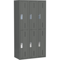 Concorde Heavy-Duty Lockers, 2 -tier, Bank of 3, 36" x 18" x 72", Steel, Charcoal, Welded (Assembled) Industrial Sales