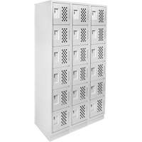 Assembled Lockerettes Clean Line Perforated Economy Lockers, 6 -tier, Bank of 3, 18" x 72" x 12", Steel Industrial Sales