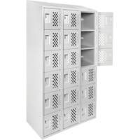 Petits casiers &eacute;conomiques assembl&eacute;s et perfor&eacute;s Clean Line, 6 niveaux, Bloc de 3, 18" x 72" x 12", Acier Industrial Sales