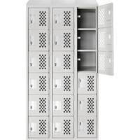 Petits casiers &eacute;conomiques assembl&eacute;s et perfor&eacute;s Clean Line, 6 niveaux, Bloc de 3, 18" x 72" x 12", Acier Industrial Sales