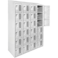 Assembled Clean Line Perforated Economy Lockers, 6 -tier, Bank of 4, 18" x 72" x 12", Steel Industrial Sales