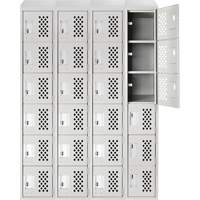 Assembled Clean Line Perforated Economy Lockers, 6 -tier, Bank of 4, 18" x 72" x 12", Steel Industrial Sales