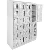 Assembled Clean Line Perforated Economy Lockers, 6 -tier, Bank of 4, 18" x 72" x 12", Steel Industrial Sales