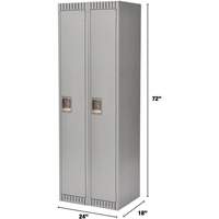Lockers, Bank of 2, 24" x 18" x 72", Steel, Grey, Knocked Down Industrial Sales