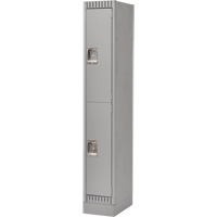 Lockers, 2 -tier, 12" x 18" x 76", Steel, Grey, Knocked Down Industrial Sales
