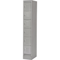 Lockers, 6 -tier, 12" x 18" x 76", Steel, Grey, Knocked Down Industrial Sales