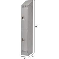 Lockers, 2 -tier, 12" x 18" x 86", Steel, Grey, Knocked Down Industrial Sales