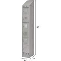 Lockers, 6 -tier, 12" x 18" x 86", Steel, Grey, Knocked Down Industrial Sales