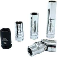 Chrome Finish Socket Set with Rail, 5 Pieces, 1/4" Drive Size Industrial Sales