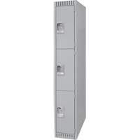 Lockers, 3 -tier, 12" x 18" x 72", Steel, Grey, Knocked Down Industrial Sales