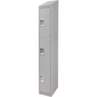 Lockers, 3 -tier, 12" x 18" x 82", Steel, Grey, Knocked Down Industrial Sales