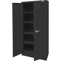 Storage Cabinet, Steel, 4 Shelves, 66" H x 30" W x 15" D, Black Industrial Sales