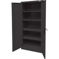 Storage Cabinet, Steel, 4 Shelves, 66" H x 30" W x 15" D, Black Industrial Sales