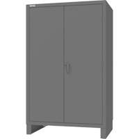Cabinet with Recessed Pegboard Doors, Steel, 4 Shelves, 78" H x 48" W x 30" D, Grey Industrial Sales