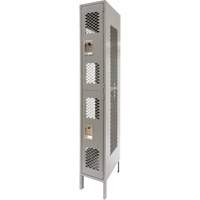 Vented Lockers, 2 -tier, 12" x 18" x 78", Steel, Grey, Knocked Down, Perforated Industrial Sales