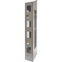 Vented Lockers, 2 -tier, 12" x 18" x 88", Steel, Grey, Knocked Down, Perforated Industrial Sales