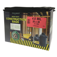 Contractor Liners, Strong, 30" W x 48" L, 4 mils, Black, 124.91 L (33 Gal.) Capacity Industrial Sales
