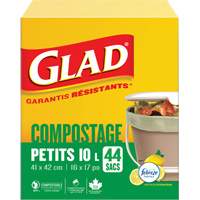 Petits sacs de compostage, R&eacute;gulier, 17" lo x 16" la, Brun, Capacit&eacute; de 10 L (3 gal.) Industrial Sales