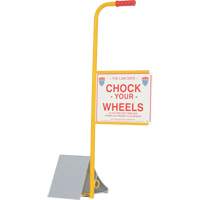Wheel Chock with Handle & Sign, 7" W x 11-7/8" D x 7-11/16" H Industrial Sales