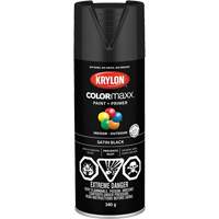 COLORmaxx Paint + Primer, Black, Semi-Flat, 12 oz., Aerosol Can Industrial Sales