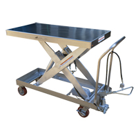 Table &eacute;l&eacute;vatrice &agrave; ciseaux hydraulique pneumatique, Acier inoxydable, 47-1/2" lo x 24" la, Cap. 2000 lb Industrial Sales