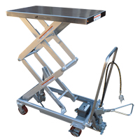 Table &eacute;l&eacute;vatrice &agrave; ciseaux hydraulique pneumatique, Acier inoxydable, 35-1/2" lo x 20" la, Cap. 800 lb Industrial Sales