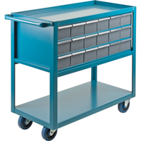 Drawer Shelf Cart, 1200 lbs. Capacity, Steel, 18" x W, 35" x H, 36" D, Rubber Wheels, All-Welded, 18 Drawers Industrial Sales
