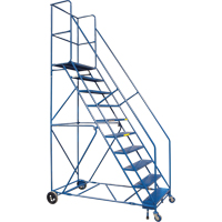 CSA-Certified Rolling Step Ladder with Locking Step, 10 Steps, 30" Step Width, 89" Platform Height, Steel Industrial Sales