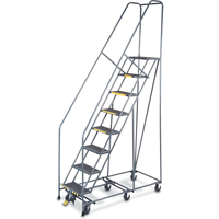&eacute;chelles Pivotantes A/Roulettes Au Centre, 8 marches, Largeur de la marche 16", Hauteur de la plateforme 80", Acier Industrial Sales