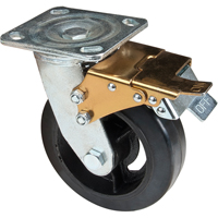 Mold-on Caster, Swivel with Brake, 6" (152.4 mm), Rubber, 550 lbs. (249 kg.) Industrial Sales