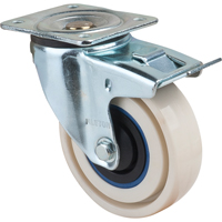 Roulettes sandwich, Pivotant avec frein, 4" (101,6 mm), Nylon, 440 lb (199,58 kg) Industrial Sales