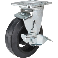 Mold-on Caster, Swivel with Brake, 6" (152.4 mm), Rubber, 550 lbs. (249 kg.) Industrial Sales