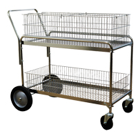 Wire Mesh Office Mail Cart, 250 lbs. Capacity, Chrome, 23-3/4" D x 43" L x 38-1/2" H, Chrome Plated Industrial Sales