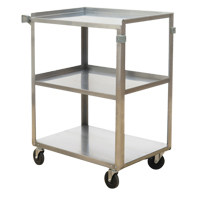 Shelf Carts, 3 Tiers, 15-1/2" W x 32-1/8" H x 24" D, 300 lbs. Capacity Industrial Sales
