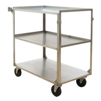 Shelf Carts, 3 Tiers, 21" W x 37-1/4" H x 35-1/8" D, 500 lbs. Capacity Industrial Sales